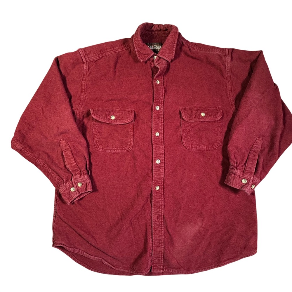 Moose Creek Burgundy Flannel Shirt XXL Button Up Rustic Outdoors Workwear Cotton